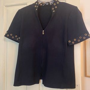 Cute short sleeved shirt black St. John knit jacket size 10